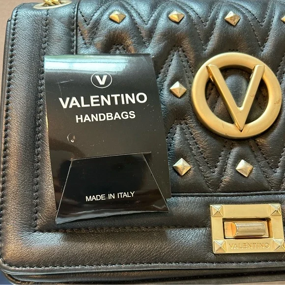 VALENTINO-AUTHENTIC • Black and Gold Shoulder/Crossbody Bag • Medium - Picture 4 of 13